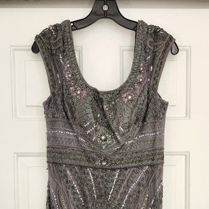 Sue Wong Silver Beaded Dress Size 8